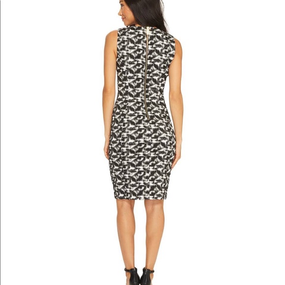 CALVIN KLEIN 14 Women's Abstract Sheath Dress Stretch Exposed Gold Zipper EUC - Picture 4 of 8
